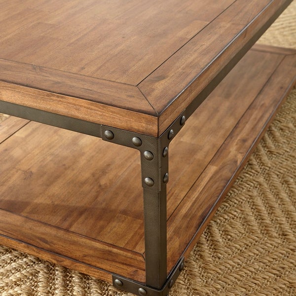 Leyburn Industrial Wood and Metal Coffee Table with Casters by Greyson Living