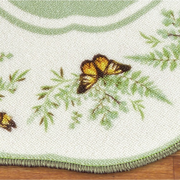 Collections Etc Botanical Butterfly Border Scalloped Accent Rug