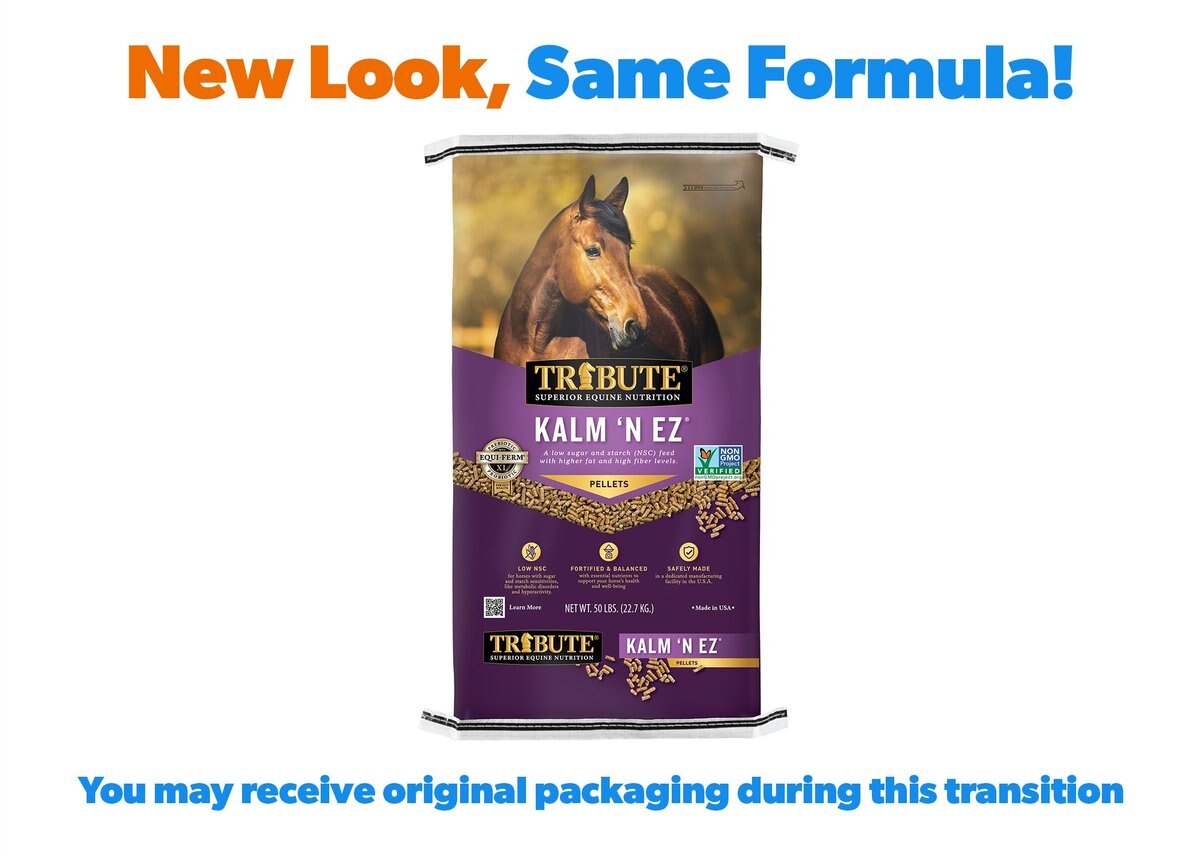 Tribute Equine Nutrition Kalm 'N EZ Pellet Low-NSC， Non-GMO Horse Feed