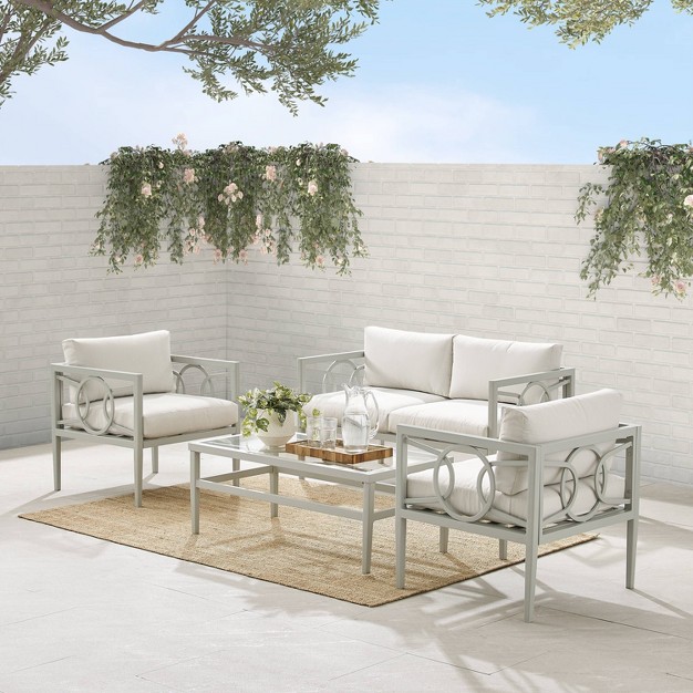 Ashford 4pc Outdoor Metal Conversation Set Cream Crosley