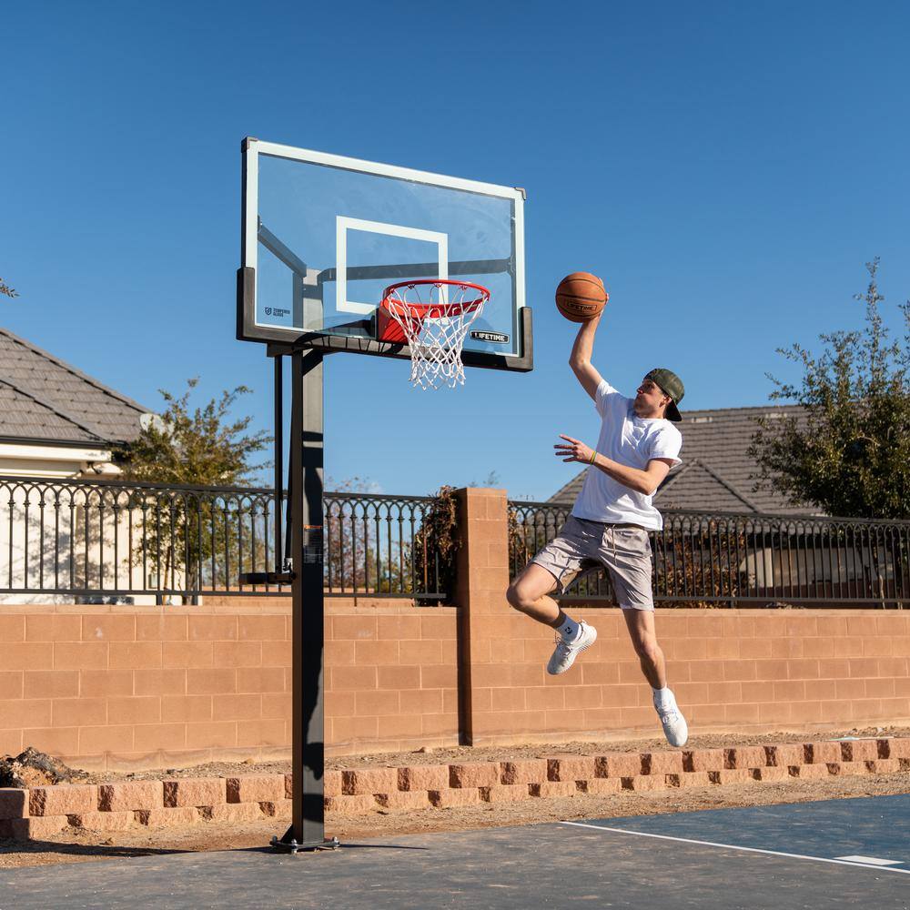 Lifetime 60 in. Tempered Glass Mammoth Bolt Down Basketball Hoop 90916