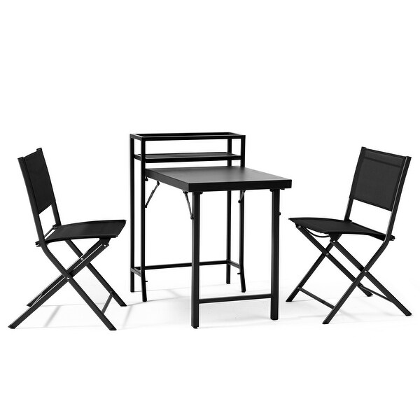 3PCS Patio Bistro Set Patio Set of Foldable Patio Table and Chairs