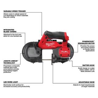 MW M12 FUEL 12-Volt Lithium-Ion Cordless Compact Band Saw M12 FUEL Oscillating Multi-Tool and M12 FUEL 3 in. Cut Off Saw 2529-20-2526-20-2522-20