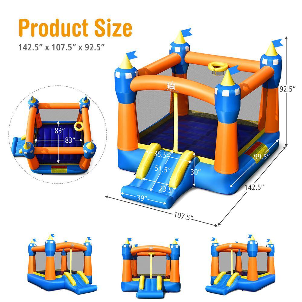 Costway Inflatable Bounce House Kids Magic Castle with Large Jumping Area With 480-Watt Blower NP10397+EP24682