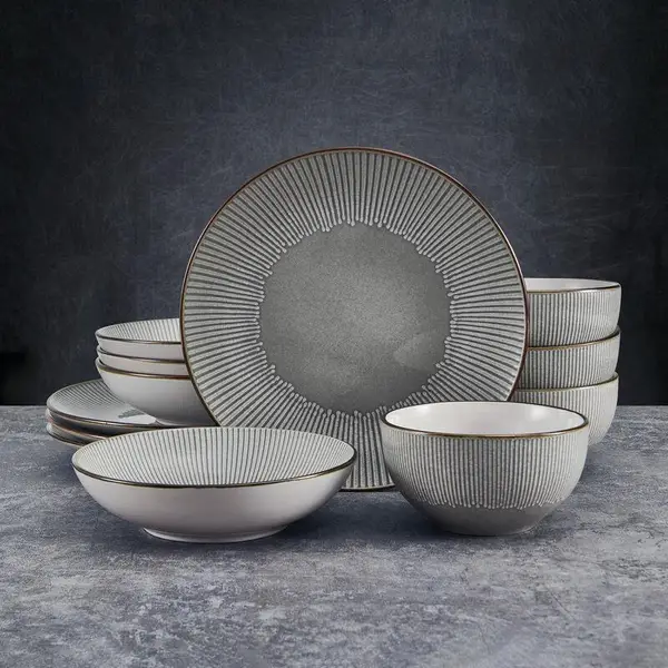 Pfaltzgraff 12-Piece Arlie Gray Dinnerware Set