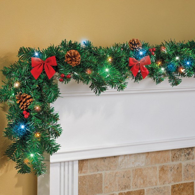 Collections Etc 9 foot Battery operated Colored Lighted Garland 105 X 9 X 3