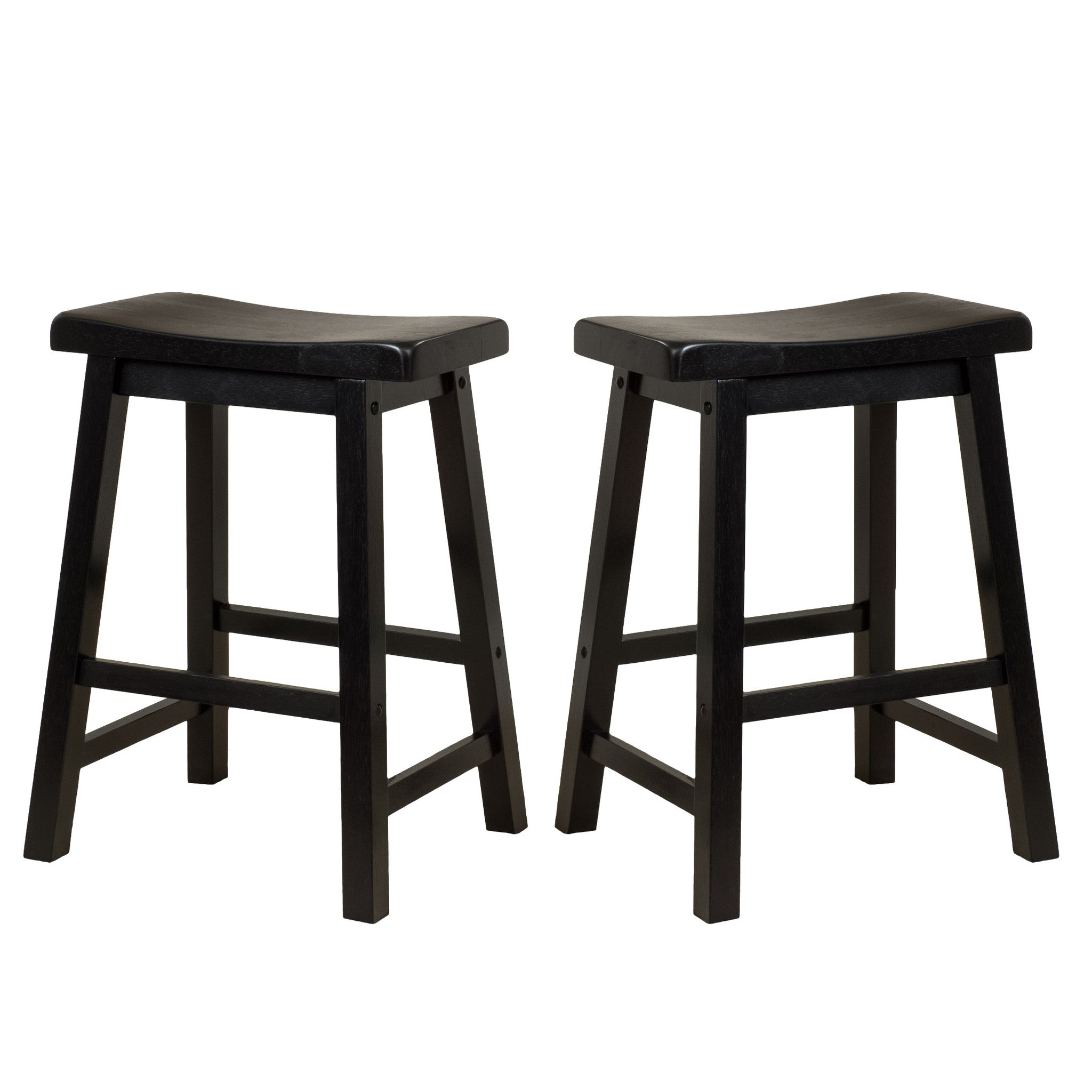 Marcy Black Saddle Wood 24-Inch Counter Stool (Set of 2)