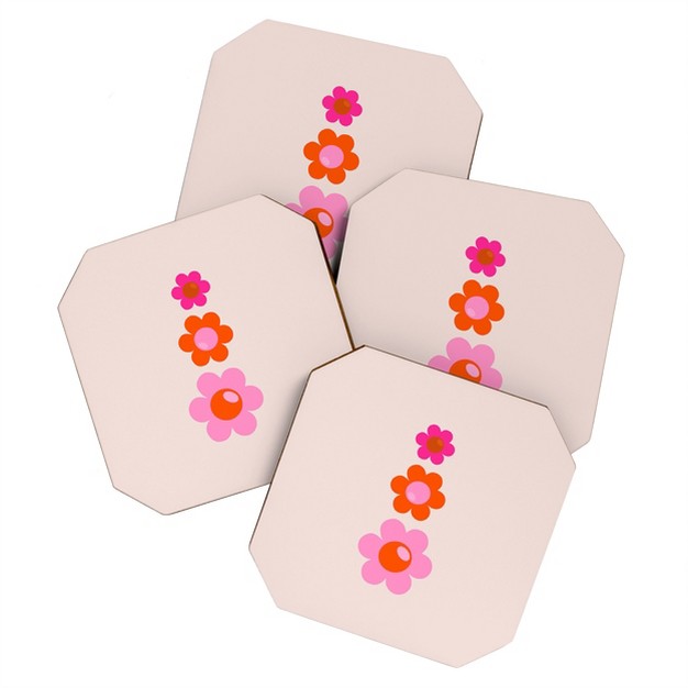 Daily Regina Designs Les Fleurs 01 Abstract Retro Coaster Set Deny Designs