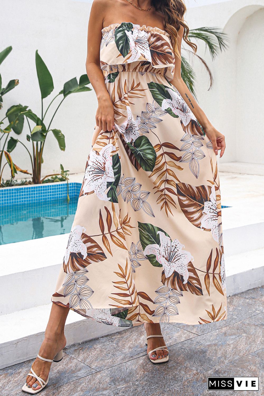 Floral Off-shoulder Long Dress Wholesale