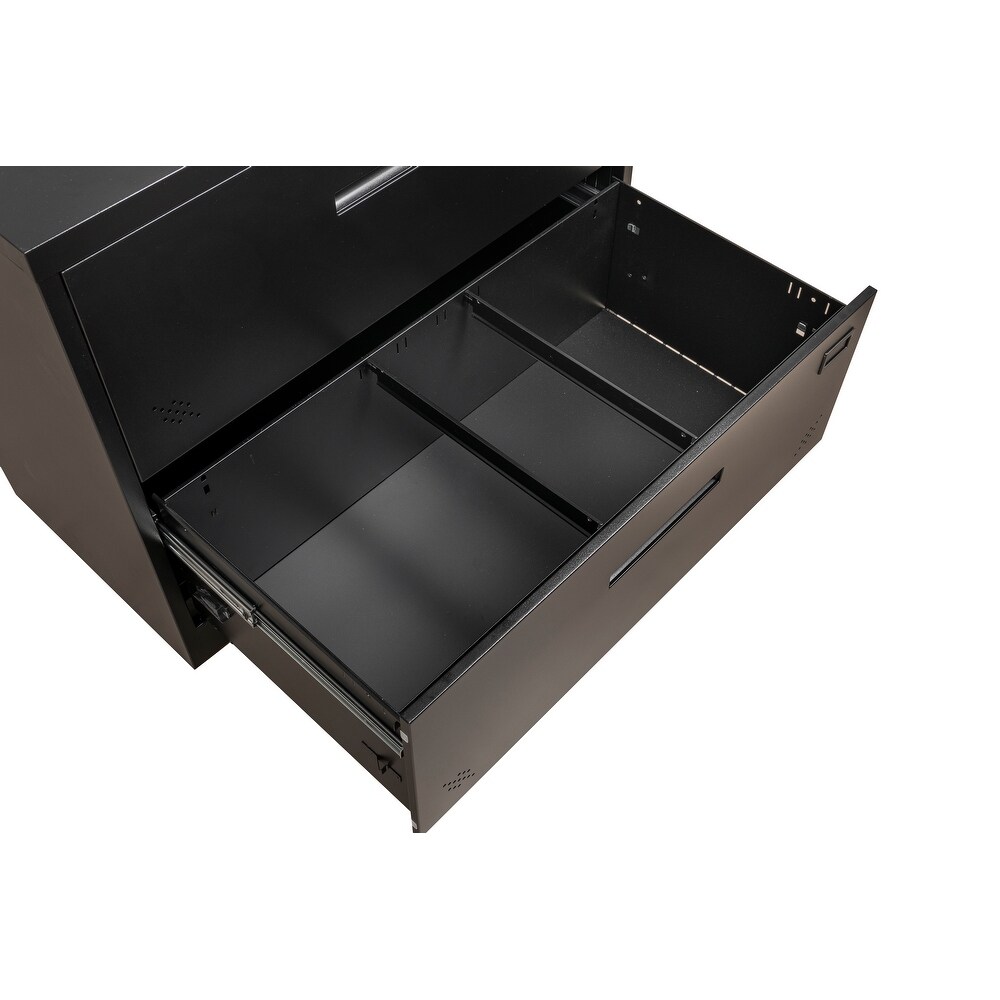 Steel Horizontal File Cabinet with Safety Lock and 2 Drawers   Applicable for Laws/Letters A4 Size Files