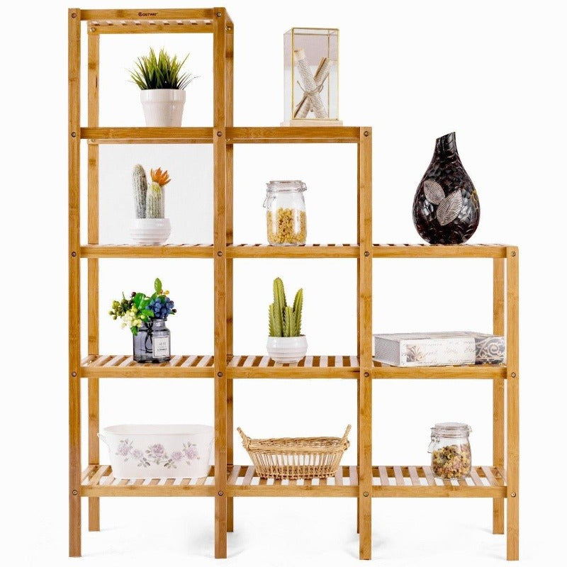 5-Tier Multifunctional Bamboo Plant Display Stand Organizer