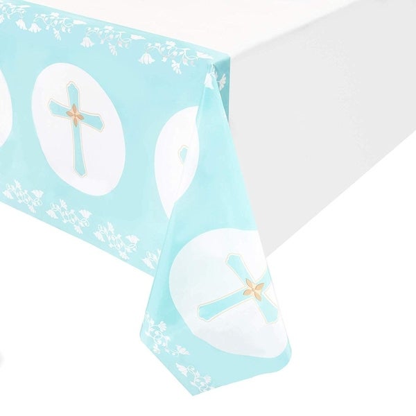 3 Pack Religious Baptism Easter Party Tablecloth Table Cover for Kids， 54 x 108