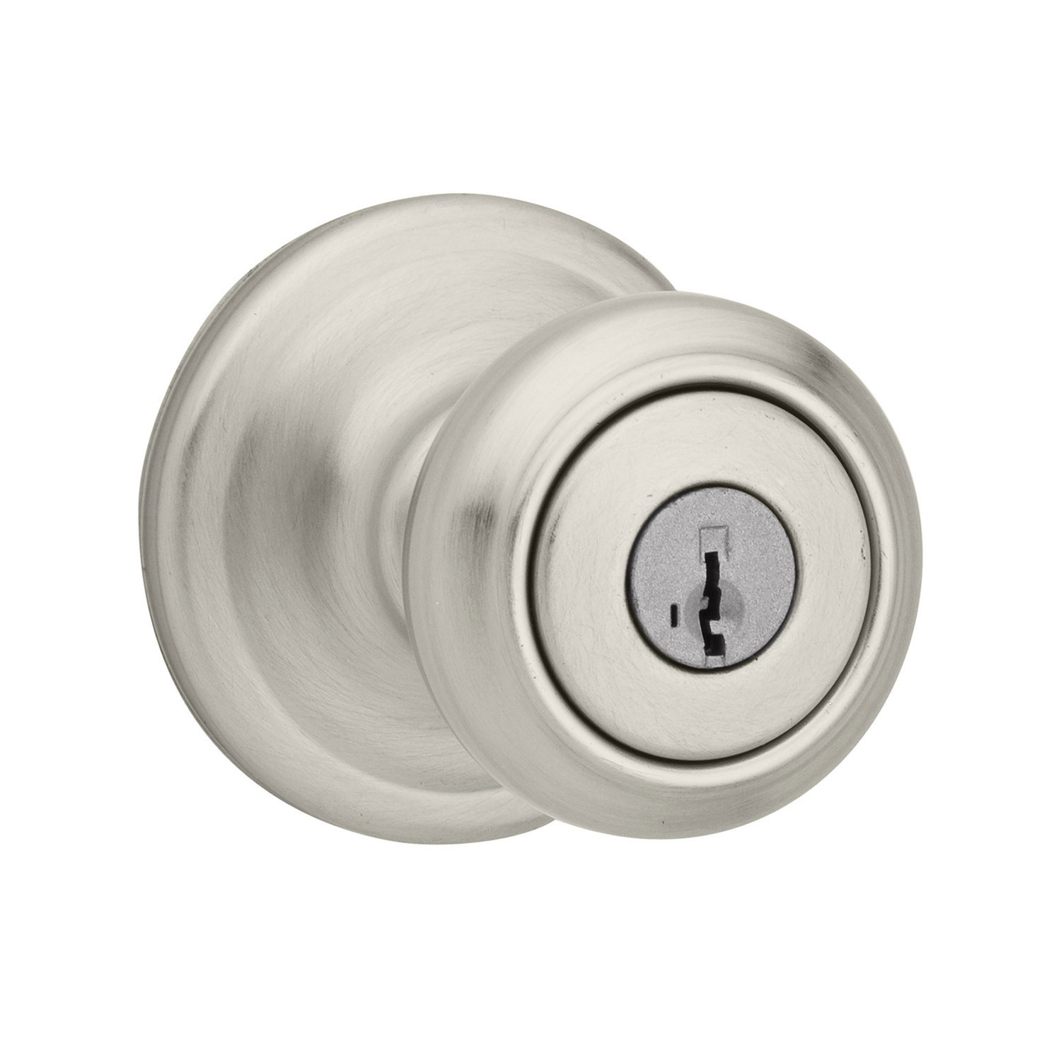 Kwikset SmartKey Cameron Satin Nickel Entry Lockset KW1 1-3/4 in.