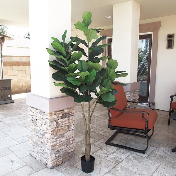 6ft Artificial Fiddle Leaf Fig Tree Plant in Black Pot