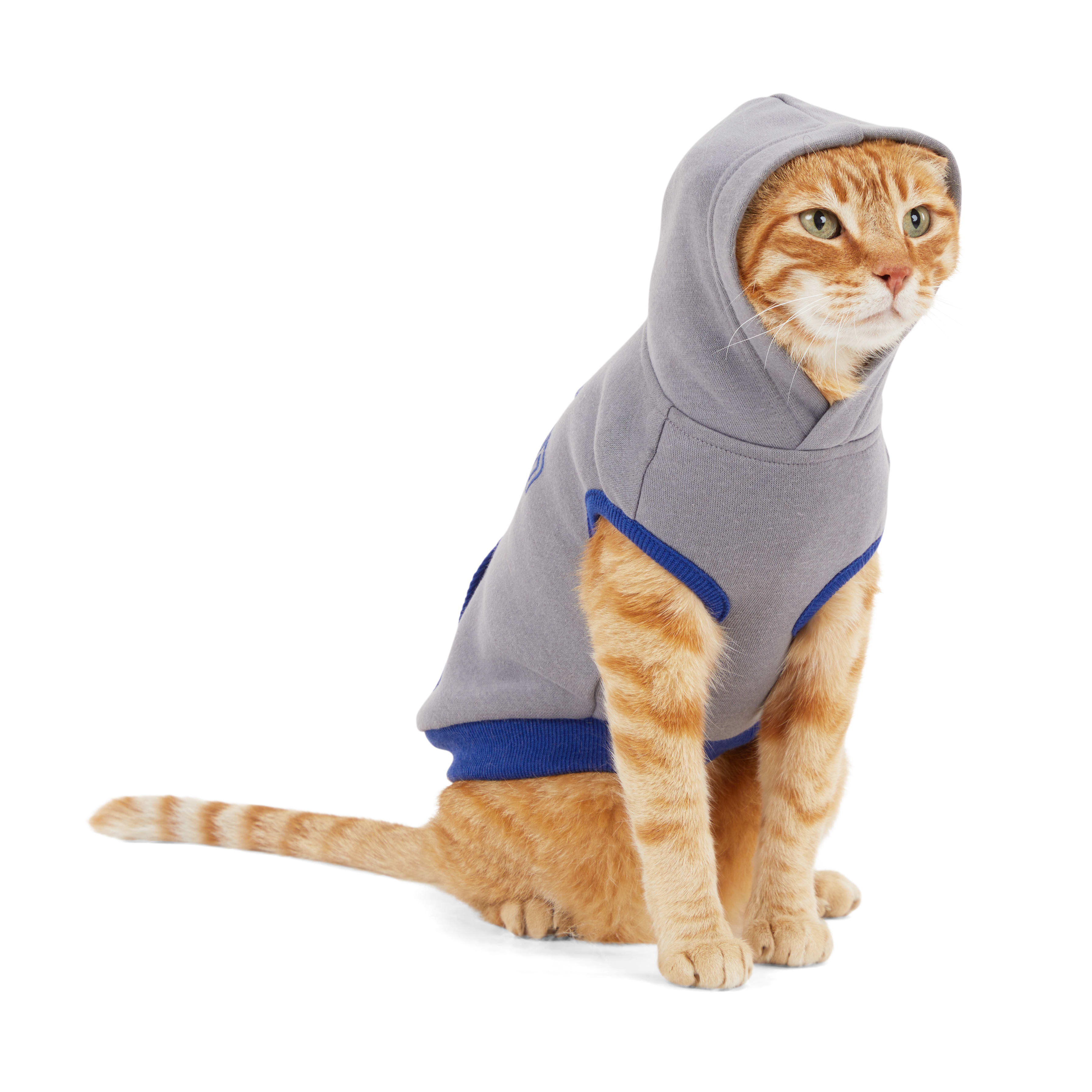 YOULY Grey Cat Hoodie， X-Small/Small