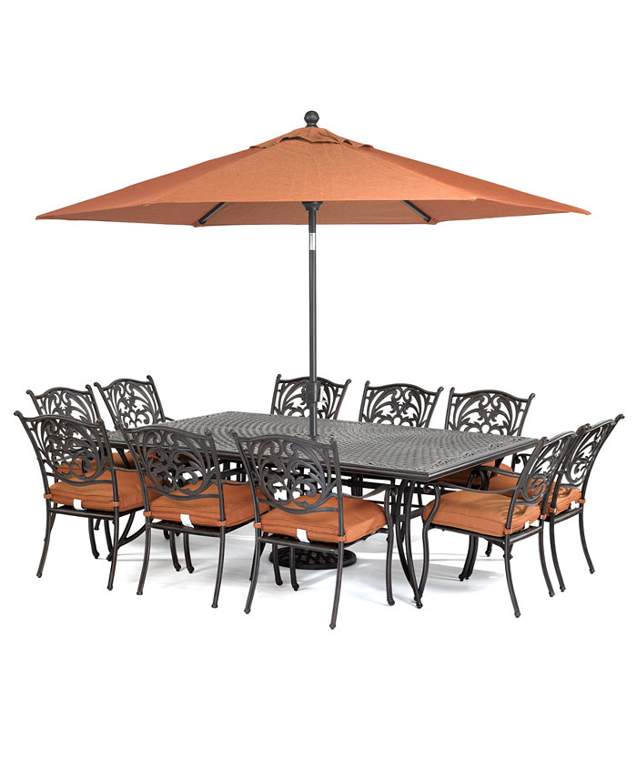 Furniture Chateau Outdoor Cast Aluminum 11-Pc. Dining Set (84 x 60 Dining Table and 10 Dining Chairs)