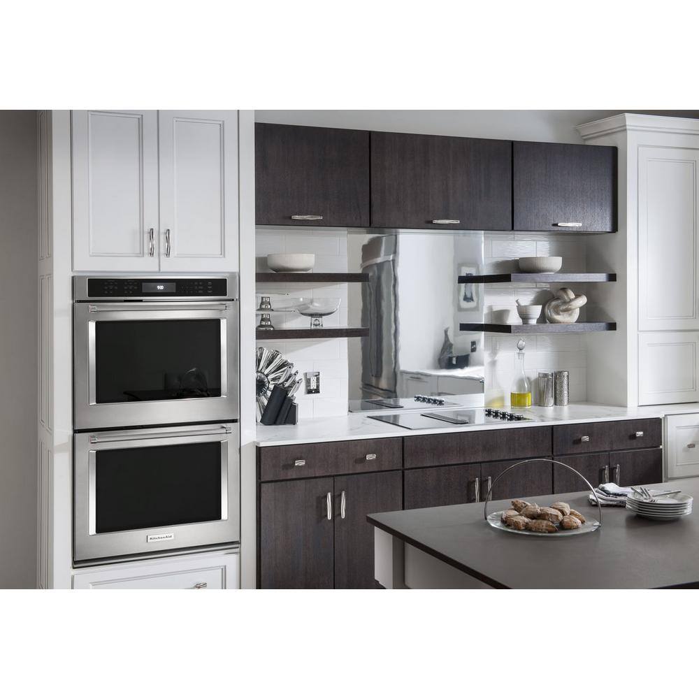 KitchenAid 27 in. Double Electric Wall Oven Self-Cleaning with Convection in Stainless Steel KODE507ESS