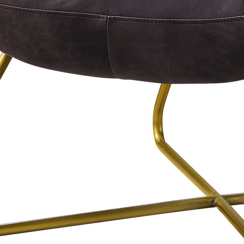 Leatherette Accent Chair With Tufted Backrest And Metal BaseBlack And Gold   Contemporary   Armchairs And Accent Chairs   by Dot  ampBo  Houzz