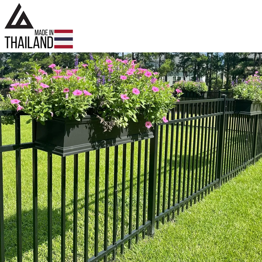 Factory supply low cost powder coated black high privacy aluminum fence