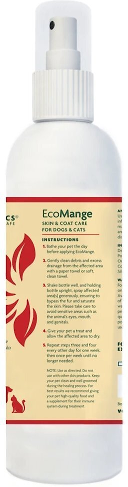 Vet Organics EcoMange Dog and Cat Mange Skin Treatment， Soother and Disinfectant， 8-oz bottle