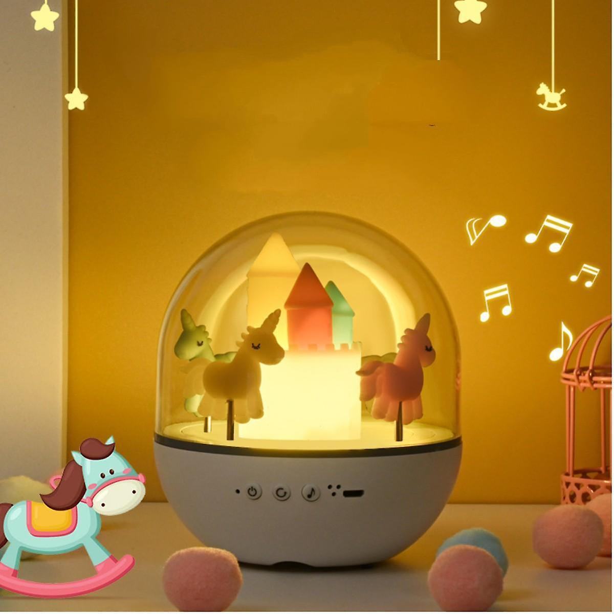 Carousel Music Box Night Light For Kids， Cute Baby Toddler Nursery Bedroom Decor Lamp