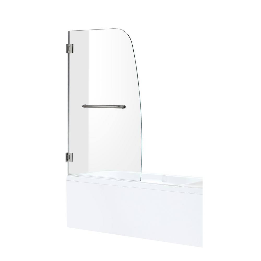 ANZZI Vensea Series 31.5 in. x 58 in. Frameless Hinged Bathtub Door in Brushed Nickel SD-AZ8074-01BN