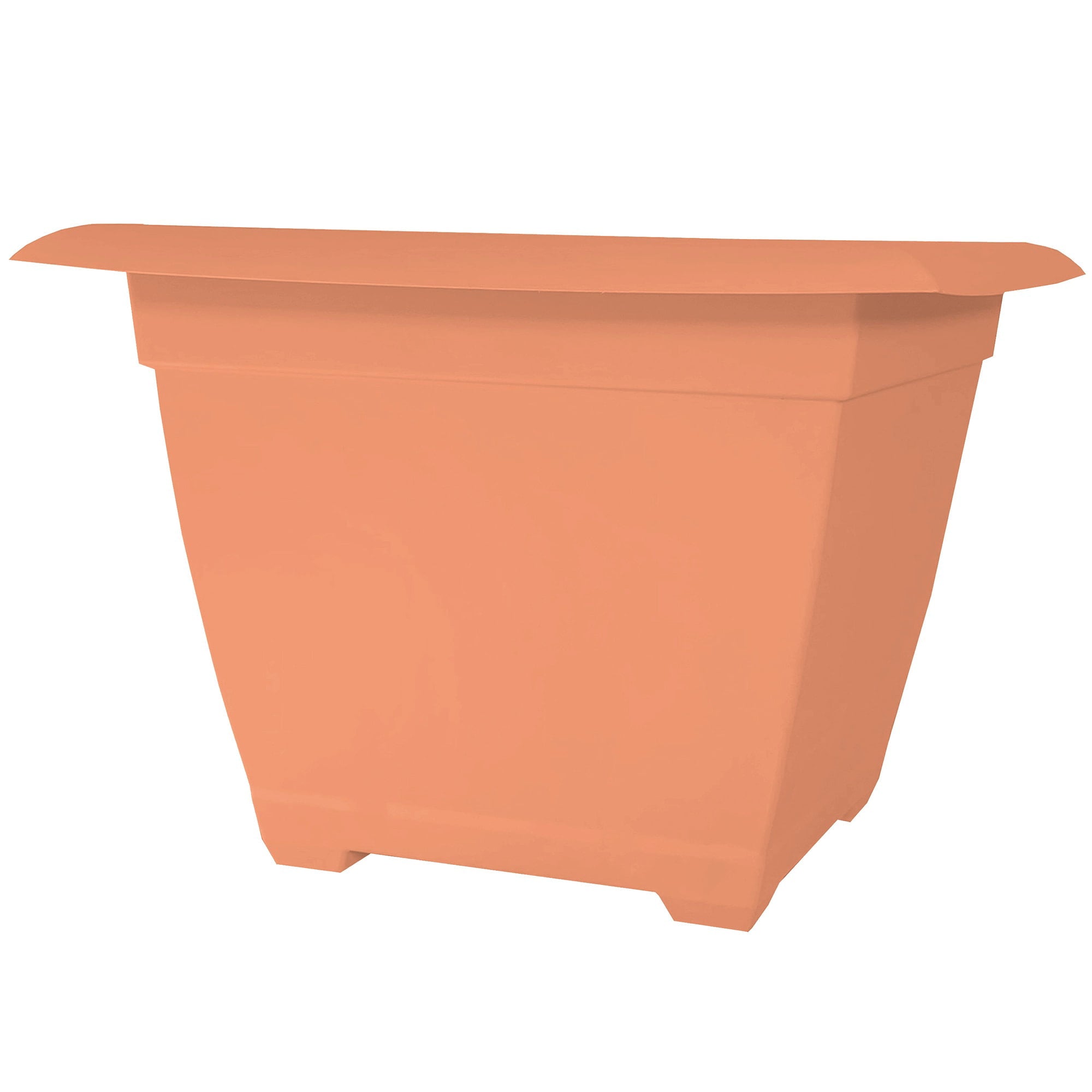 Bloem Dayton Square Post-Consumer Plastic Planter: 15" Coral Orange