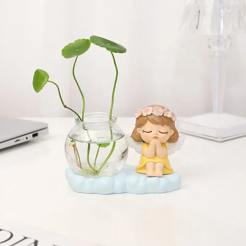 Creative Custom Cartoon Garden Supplies Doll Ornament Office Resin Desktop Glass Vase Hydroponic Flower Arrangement Flower Pot