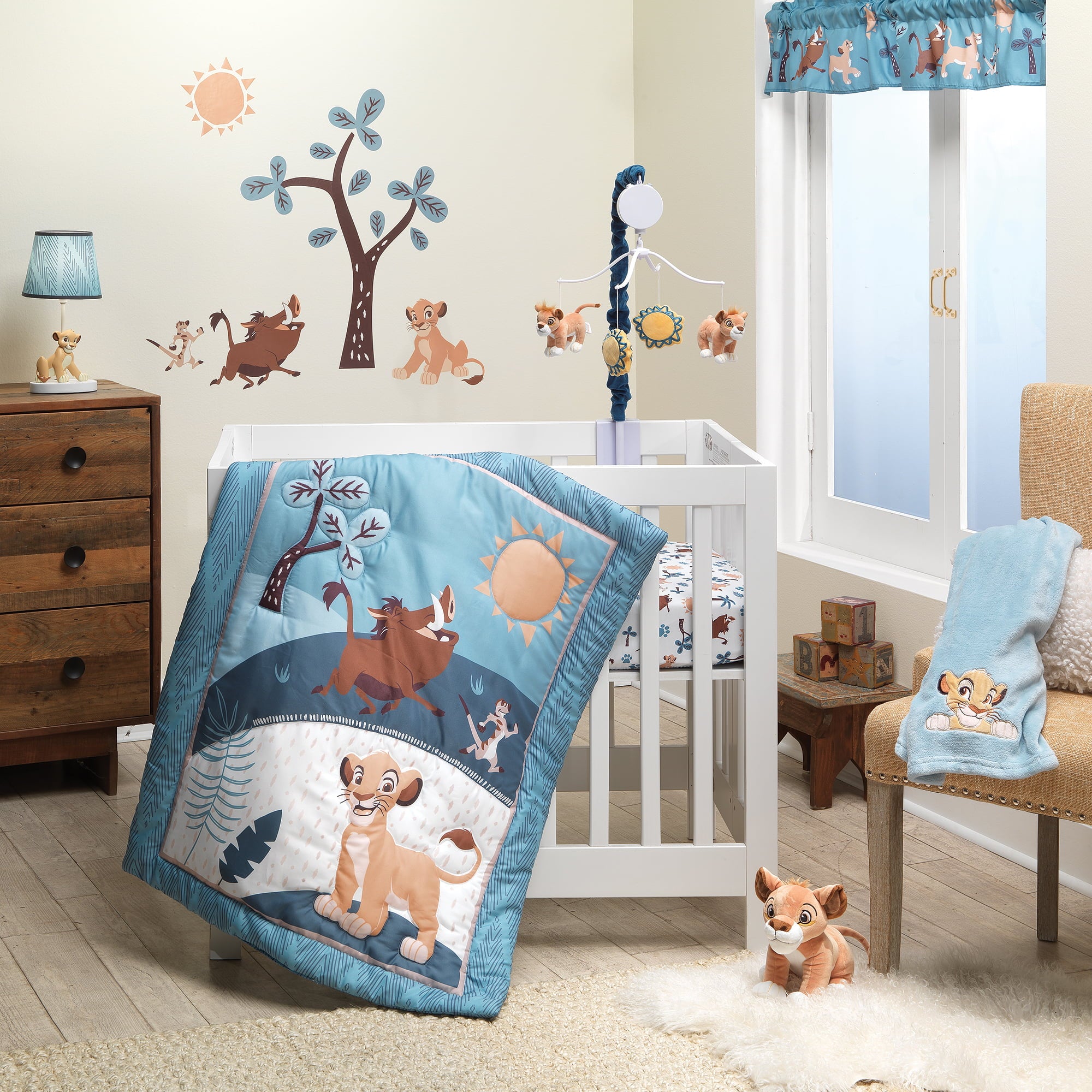 Lambs and Ivy Disney Baby Lion King Adventure Blue 3-Piece Mini Crib Bedding Set