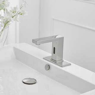 BWE Automatic Sensor Touchless Bathroom Sink Faucet With Deck Plate In Brushed Nickel A-918108-N