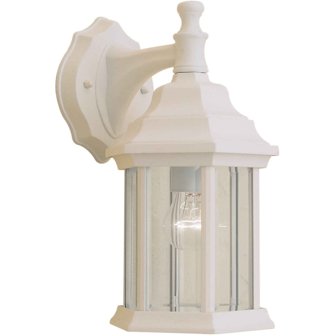 1-Light Matte White Outdoor Wall Lantern with Clear Beveled Glass Panels Shopping - The Best Deals on Outdoor Wall Lanterns | 33520263