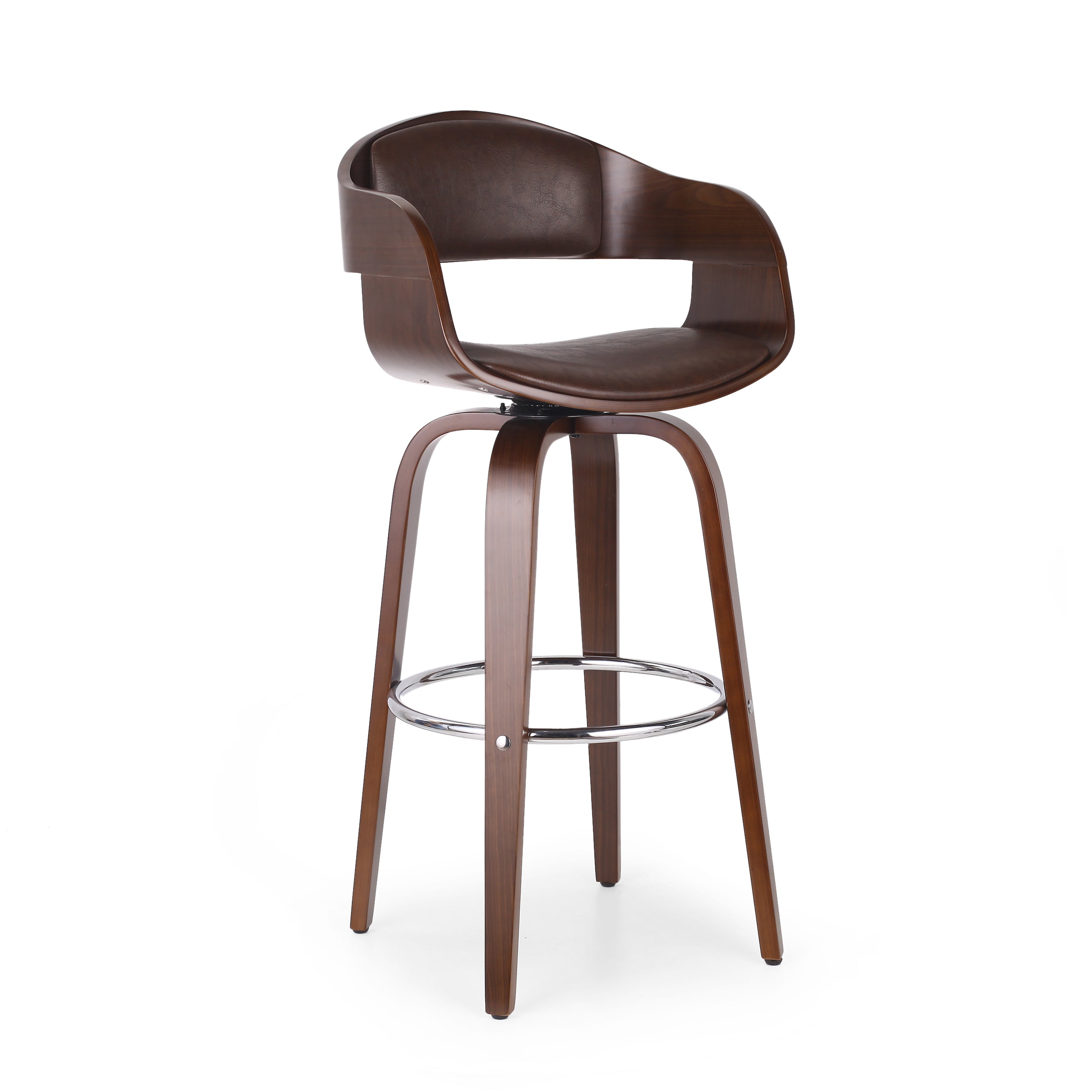 Soledad Mid-Century Modern Upholstered Swivel Barstool