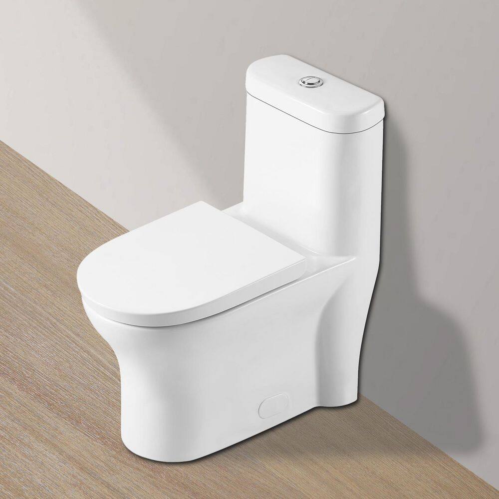 UPIKER Modern 12 in. Rough-In 1-piece 1.27 GPF Dual Flush Elongated Toilet in White Seat Included UP2210TOW12207