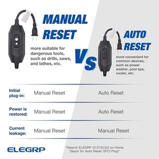 ELEGRP 1 ft. 15 Amp Manual Reset 2 Prong in-Line Portable GFCI Replacement Plug Assembly G1215CM2