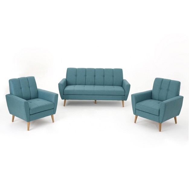 3pc Homesessentials Mid Century Sofa Chat Set Blue