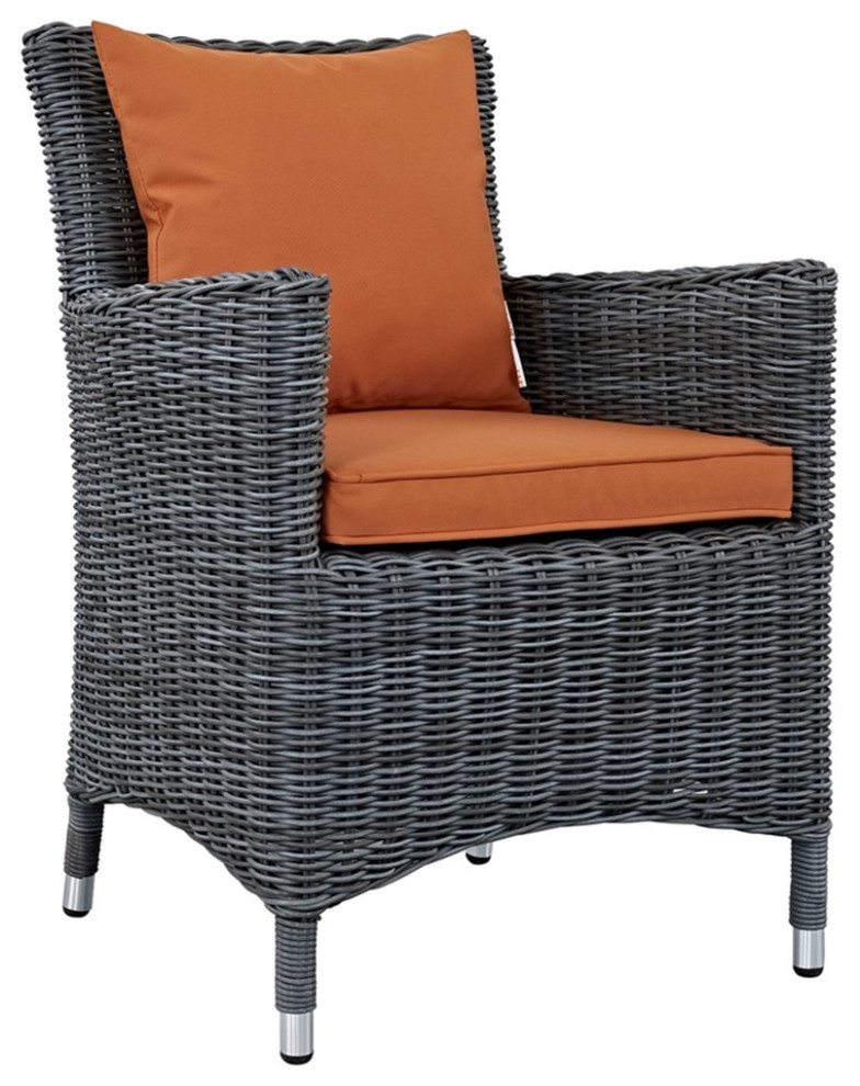 Modway Summon 2 Piece Rattan Fabric Patio Dining Chairs in Canvas Gray/Tuscan   Outdoor Dining Chairs   by Homesquare  Houzz