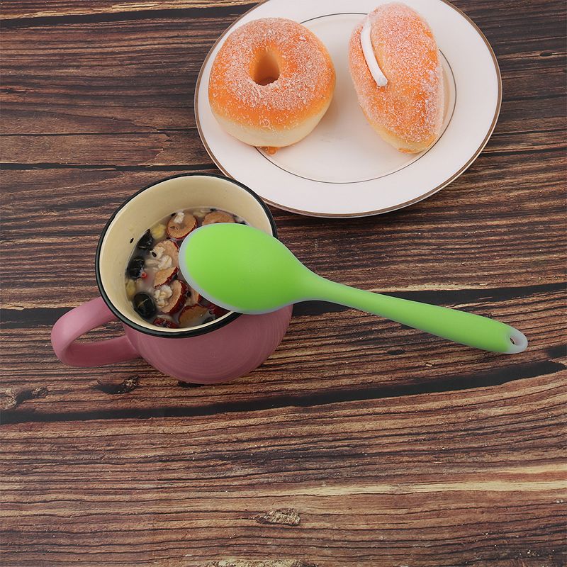 Silicone Dinner Dessert Spoon Serving Utensil For Kitchen Restaurant Coral