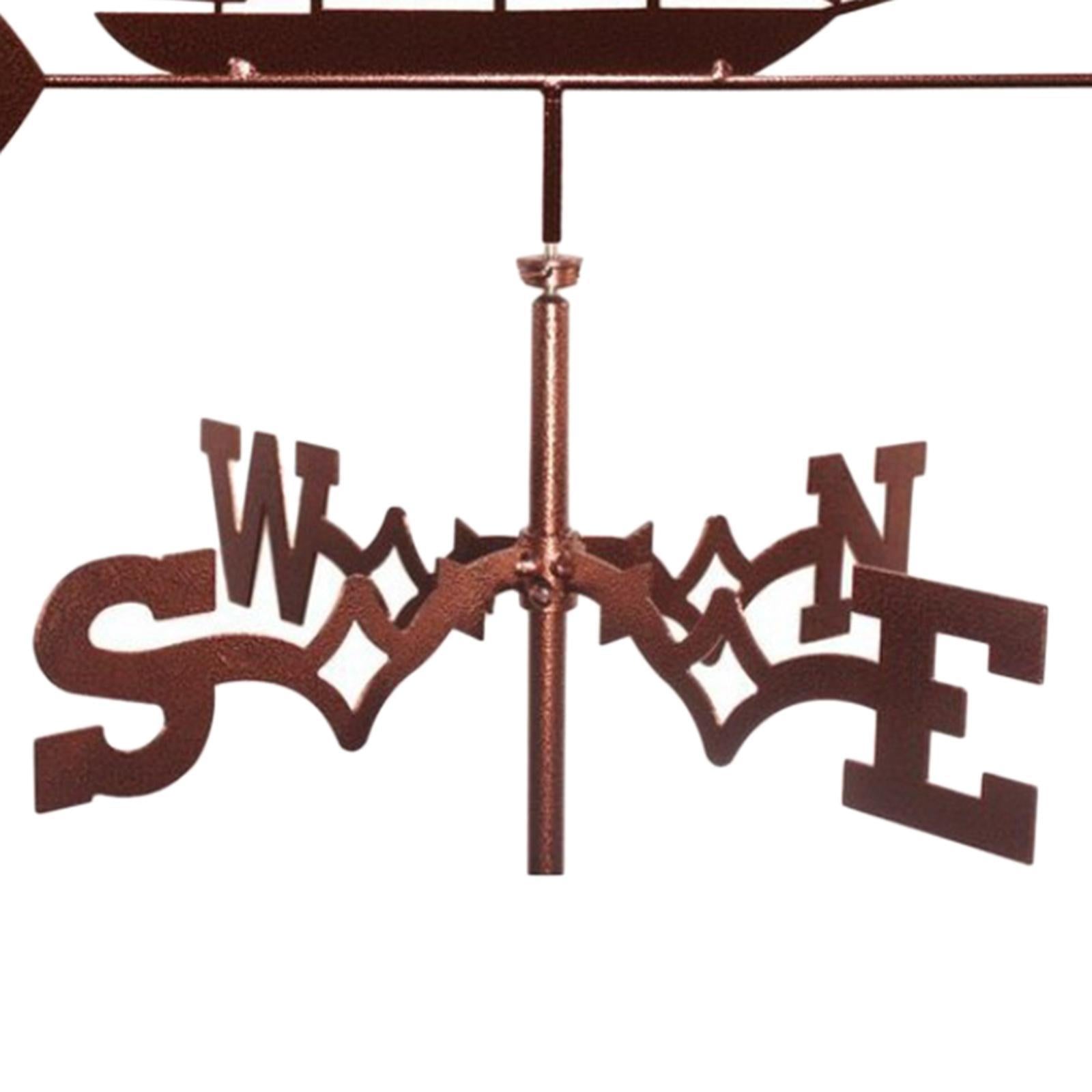 Farmhouse Sailing Ship Weather Vane Roof Mount Rod， Wind Direction Indicator Outdoor Metal Bracket Weather Vane