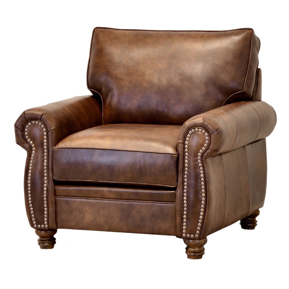 Made in USA Cabot Brown Top Grain Leather Chair