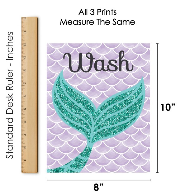 Big Dot Of Happiness Let x27 s Be Mermaids Unframed Wash Brush Flush Bathroom Wall Art 8 X 10 Inches Set Of 3 Prints