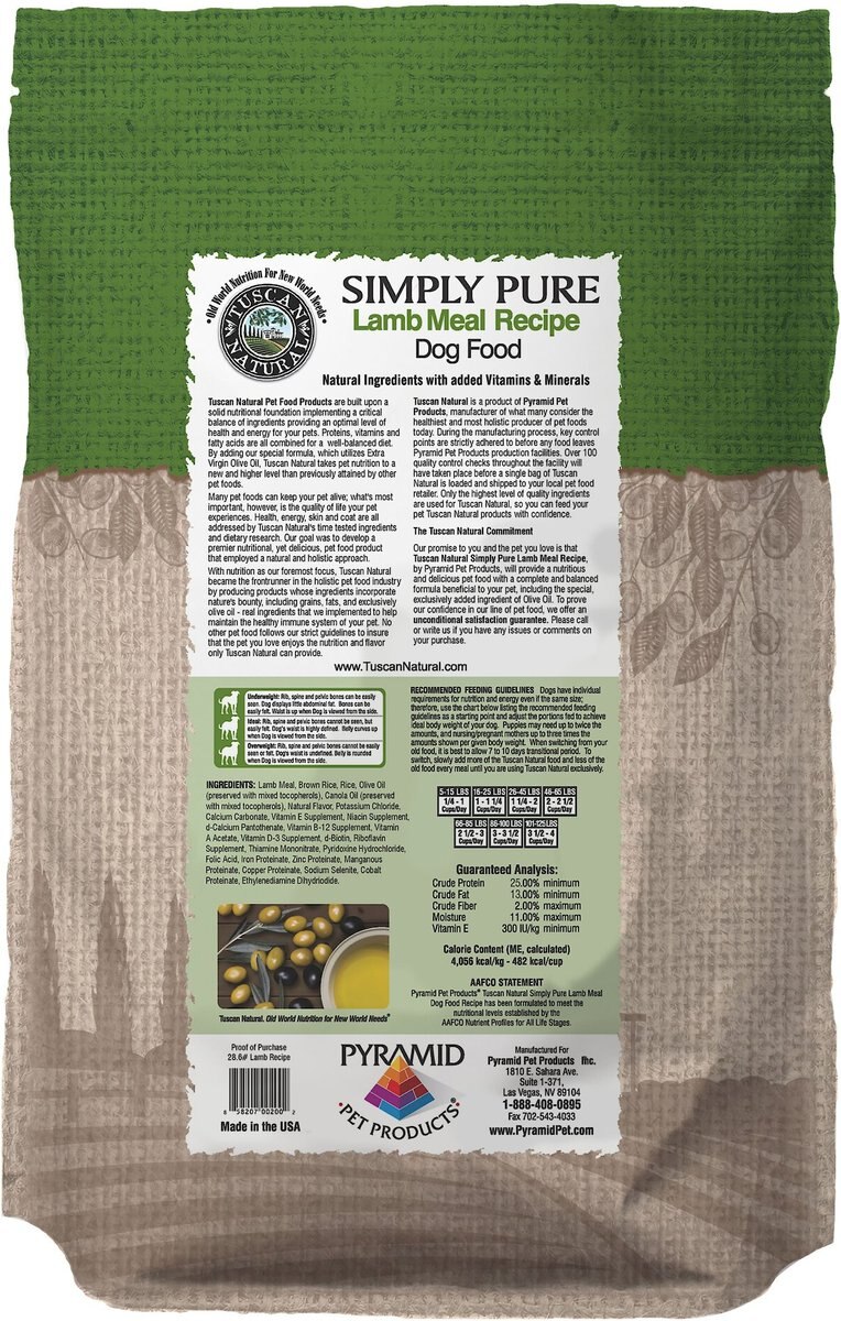 Tuscan Natural Simply Pure Lamb Meal Limited Ingredient Dry Dog Food