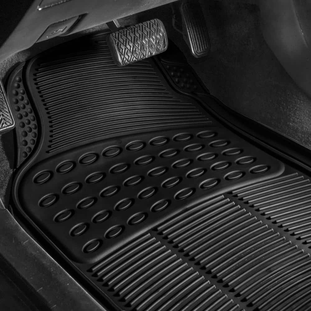 FH Group Black 4-Piece High Quality Liners Durable Heavy-duty Rubber Car Floor Mats - Full Set DMF11305BLACK