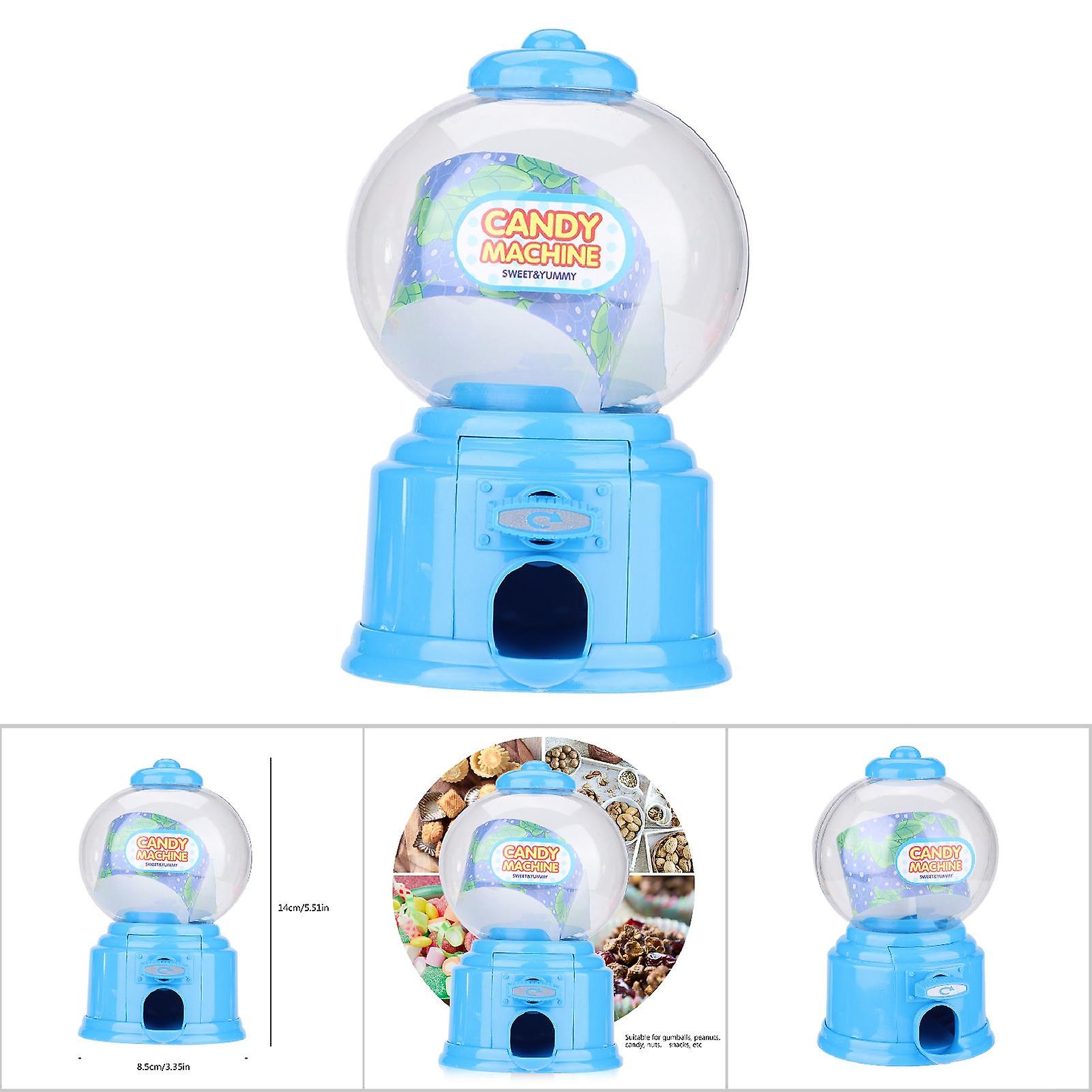 Portable Children Candy Machine Plastic Mini Gumballs Dispenser Kids Kindergarten Gift(blue)