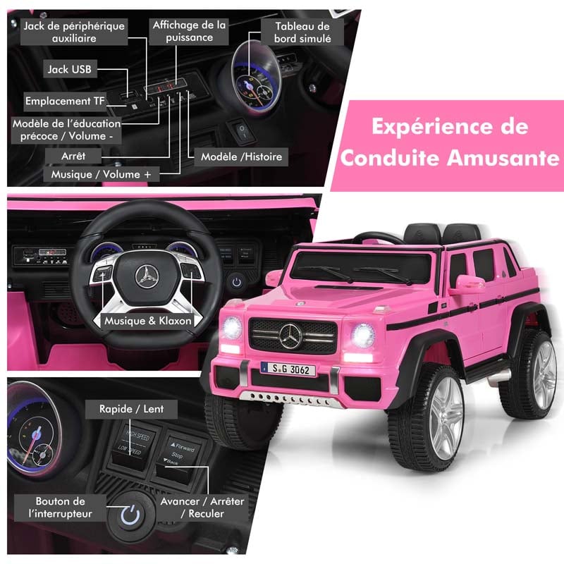 12V Mercedes-Benz G650-S Licensed Kids Ride-On Car, Electric Riding Toy Truck with Remote & Spring Suspension