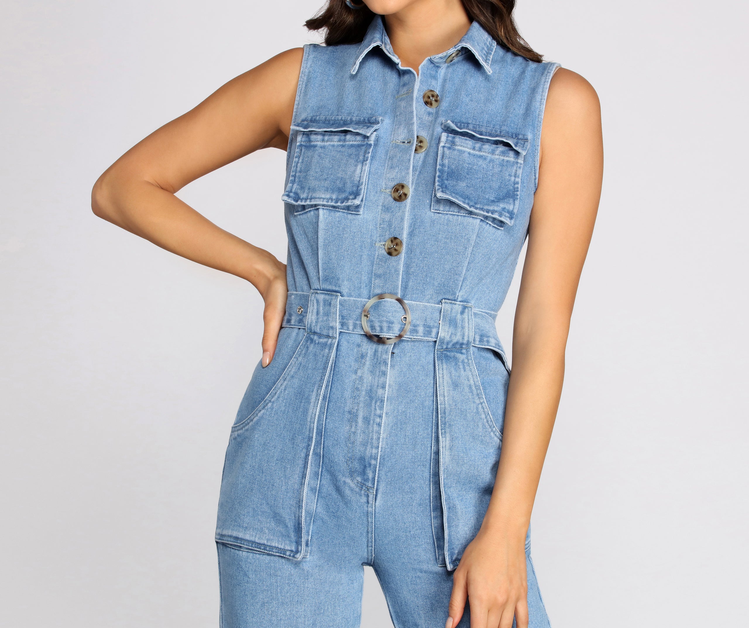 Just Being Me Utility Denim Jumpsuit