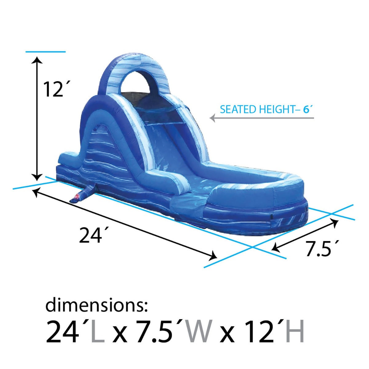 TentandTable Commercial Inflatable Water Slide, Blue Marble with Blower, 12'