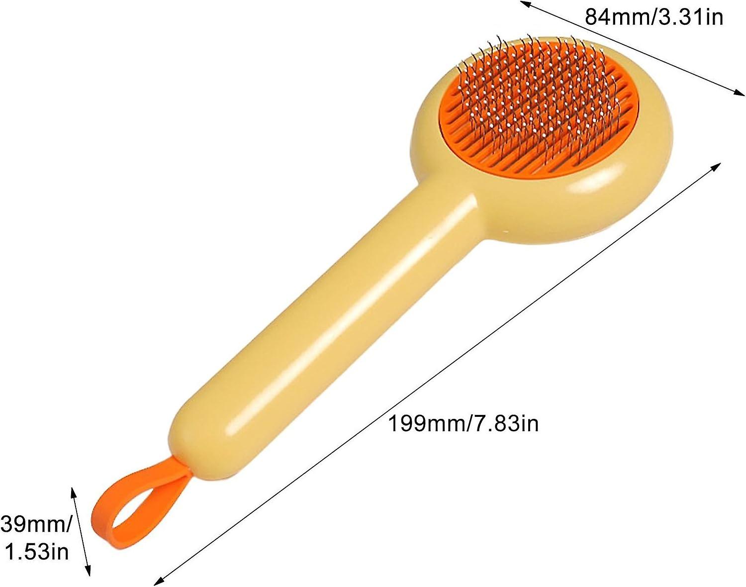 Self Cleaning Cat Hair Removal Brush， Dog Cat Deshedding Brush Mats Hair Shedding Brush， Pet Grooming Shedding Brush， Pets Grooming Comb Kit -yellow