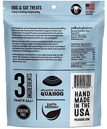 Polkadog Clam Chowda Dehydrated Dog and Cat Treats， 5-oz bag