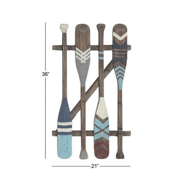 Coastal Wood Paddle Wall Decor With Arrow And Stripe Patterns Olivia amp May