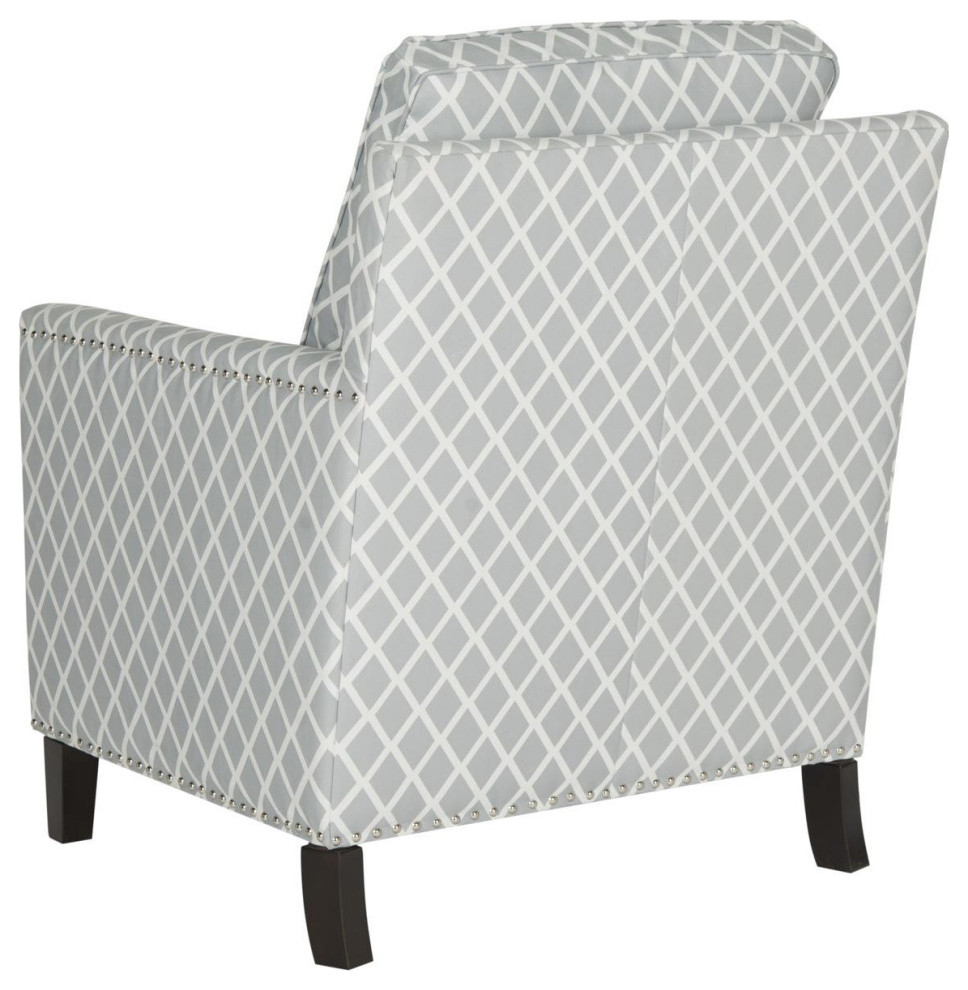 Laura Club Chair Silver Nail Heads Grey/ White   Transitional   Armchairs And Accent Chairs   by AED Luxury Home Decor  Houzz